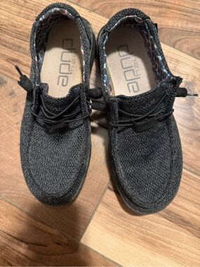 Hey Dude Womens Black Knit Casual Shoes